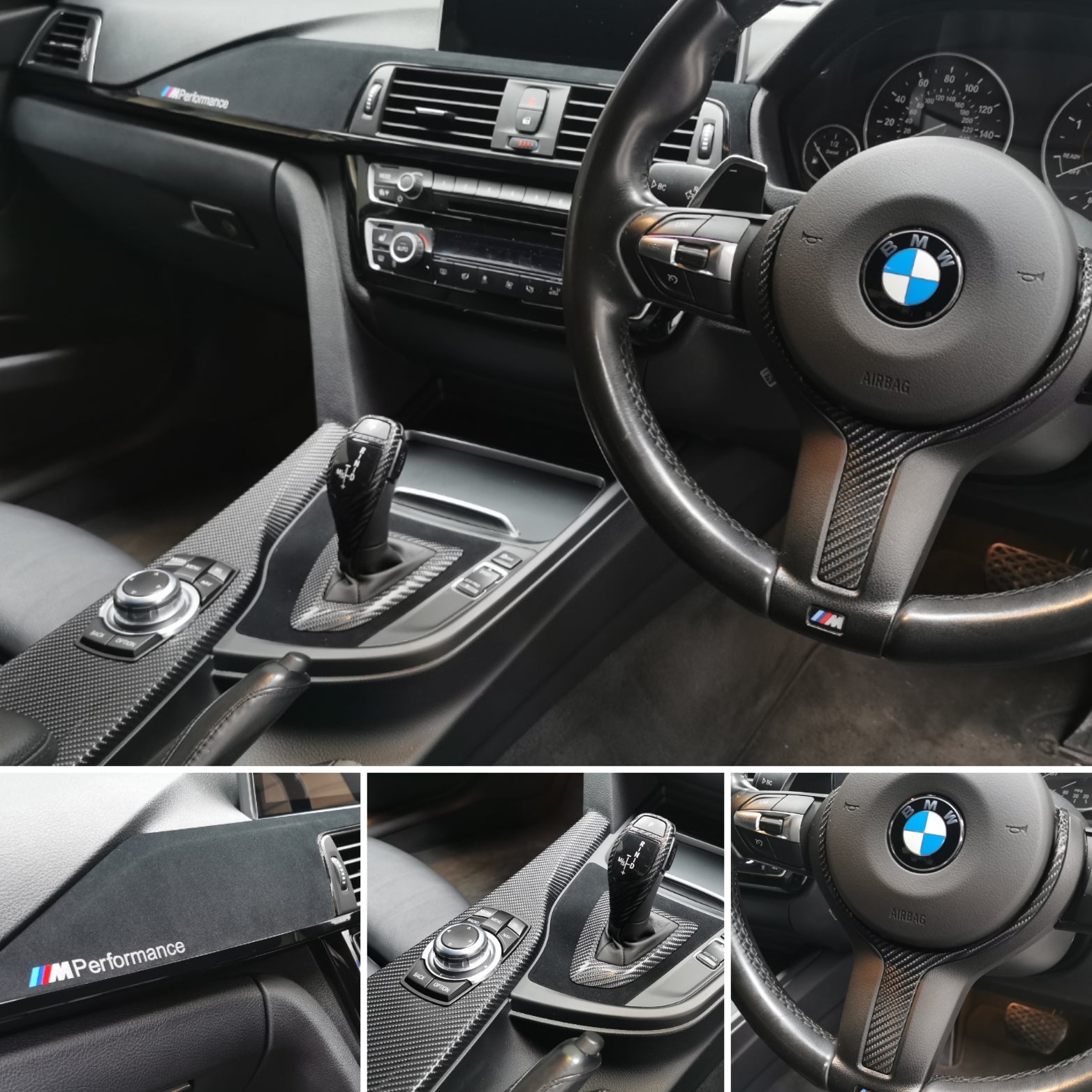 WRAPPING SERVICE - BMW F3X F8X CUSTOM INTERIOR TRIM SET - ALCANTARA / GLOSS BLACK / 4D CARBON